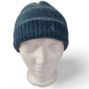 LAUREN RALPH LAUREN blue striped wool beanie one size